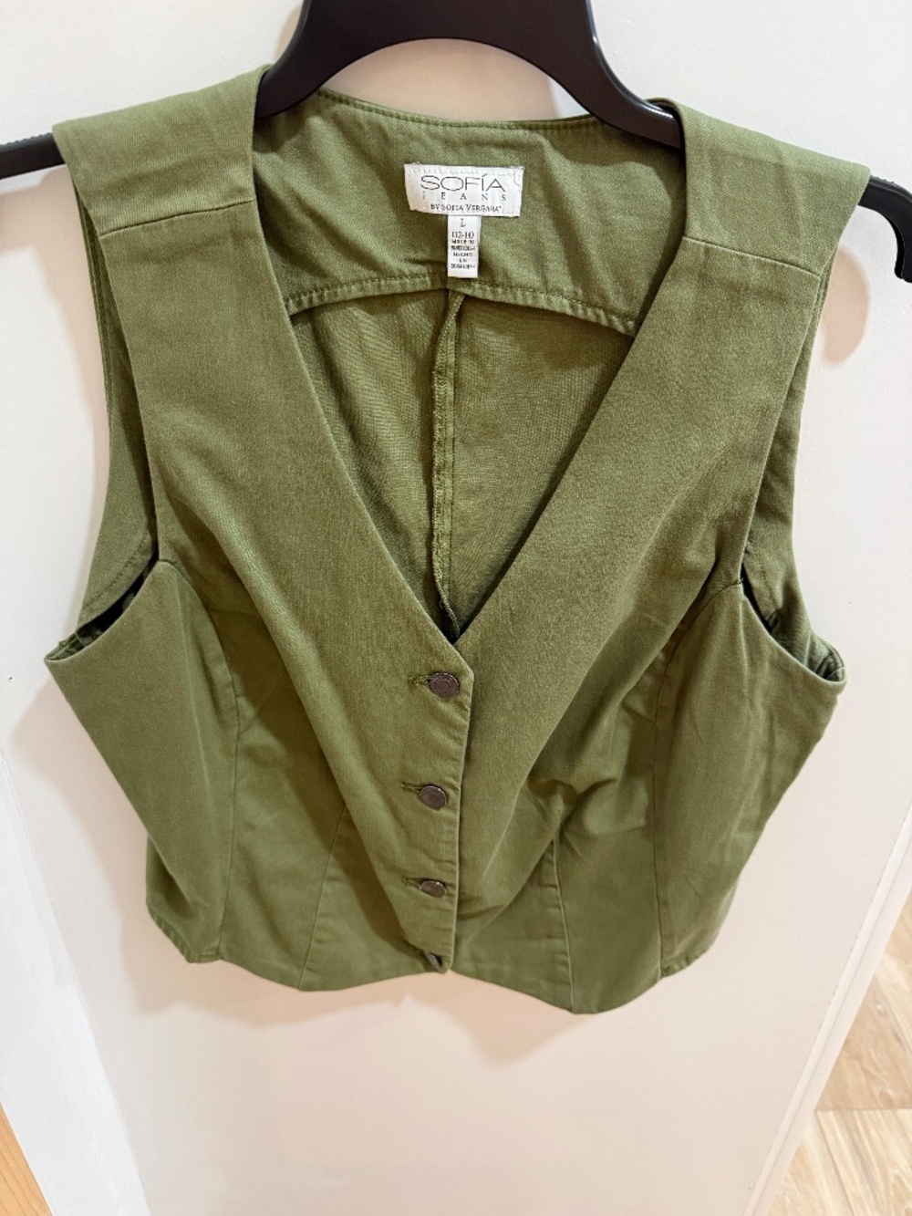 Sofia Jeans green denim vest NWT size large womens